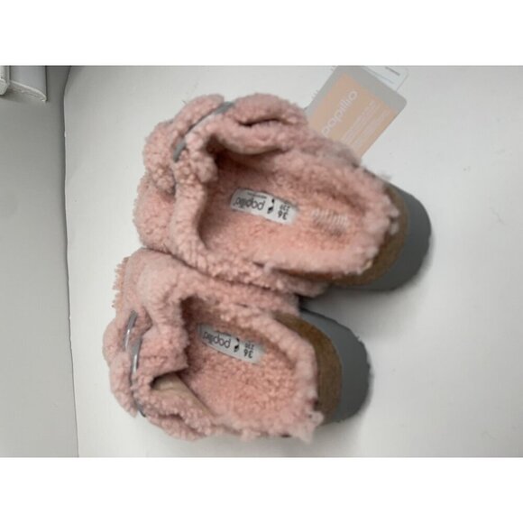 Birkenstock Arizona Teddy Shearling Platform Sandals Pink Big Buckle 36 US 5 NWT - Picture 7 of 7